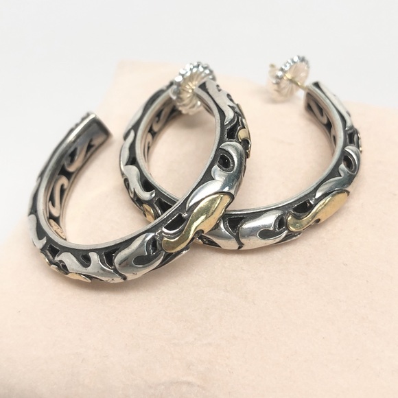 John Hardy Dayak Large Hoop Earrings .925/22K - Picture 10 of 11